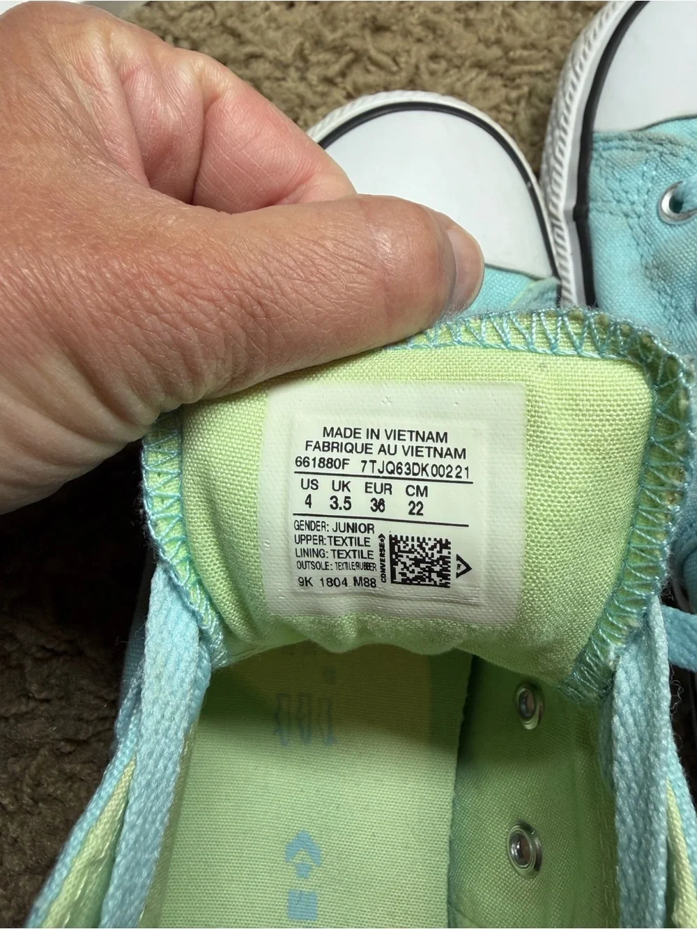 Converse Kids Mint Blue Canvas Low-Top Sneakers